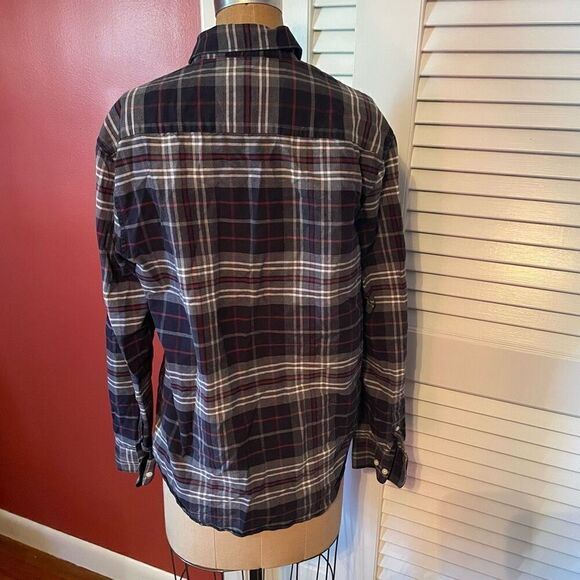 H&M | red gray multicolor plaid button up shirt S - Picture 4 of 7